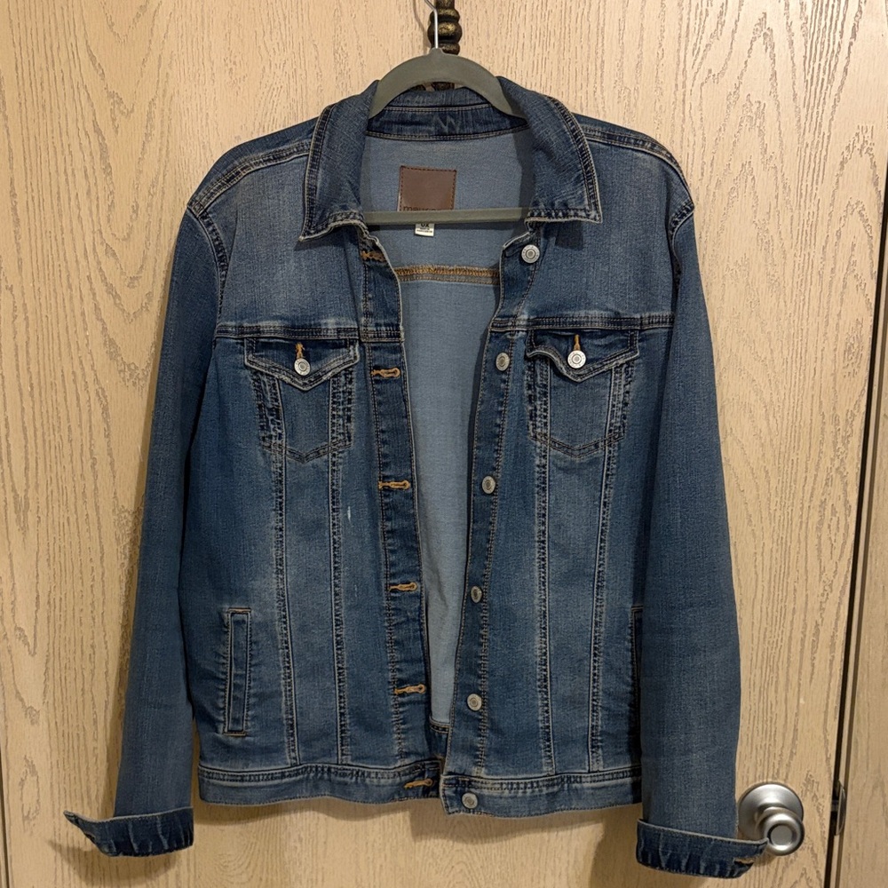 Maurices Blue Denim Jacket with Brown Accents